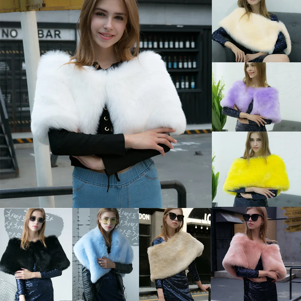

P0095 fashion autumn and winter fashion faux fur scarf shawl multicolor lady bride Shawl collar Vest
