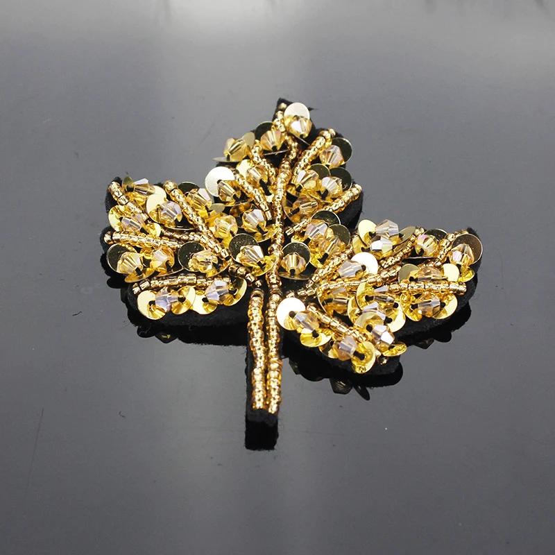 Нашивки ручные с бусинами и кленовыми листьями нашивка вышивкой аппликация для