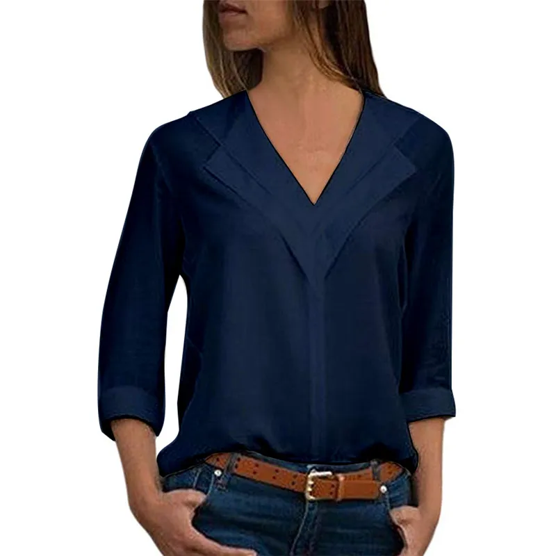 Blusas Femininas 2019 Women Shirts Chiffon Tops Long Sleeve Elegant Ladies Formal Office Blouse Plus Size Chiffon Shirt clothing