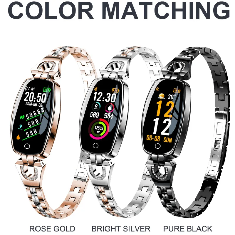 

H8 Intelligent Bracelet HD Color Weather Waterproof Heart Rate Blood Pressure Health Detection Women Bracelet smartwatch