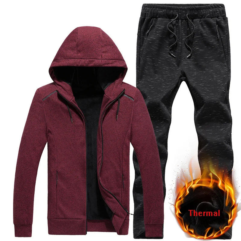 Мужской спортивный костюм теплый из хлопка и флиса с капюшоном 7XL 8XL|running set|men running