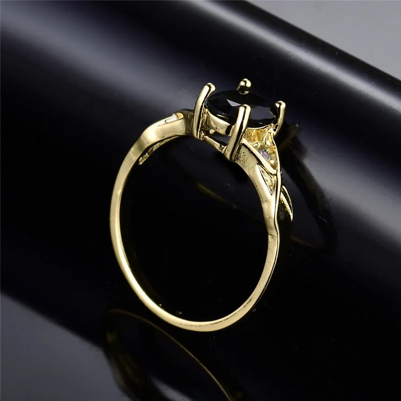 Женское кольцо с кристаллом BUDONG модное из черного циркония овальным вырезом и