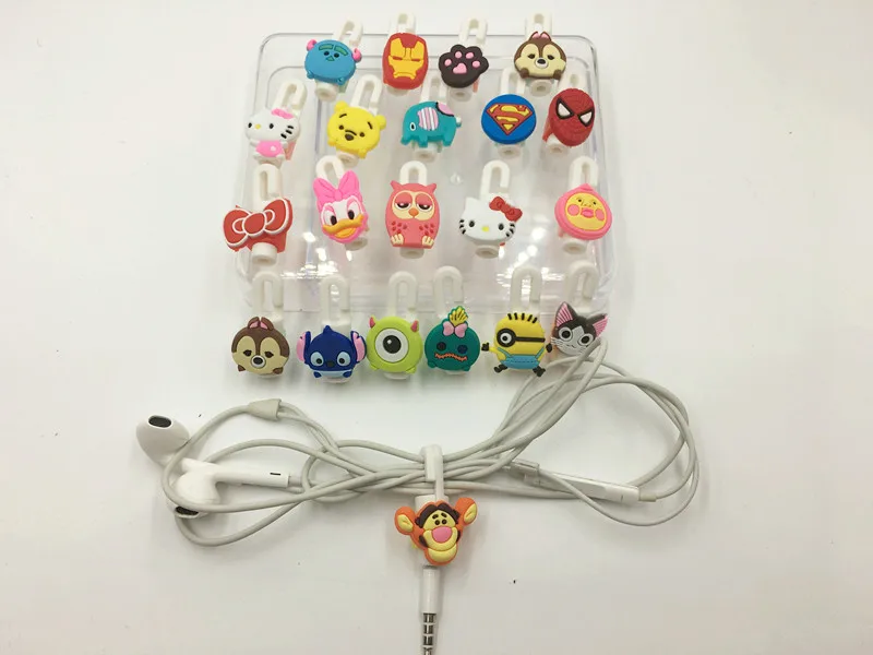 10 шт. милый мультяшный USB кабель защита для наушников проводная заставка