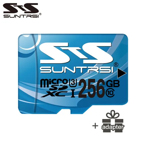 Suntrsi Microsd SD карта 256 ГБ 128 Гб карта памяти Мини TF карта класс 10 высокоскоростная Micro TF карта 64 ГБ реальная емкость - Емкость: 256GB with adapter