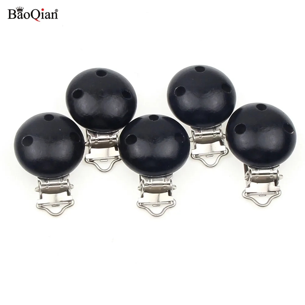 5 шт. черные деревянные металлические зажимы для соски круглые застежки одежды