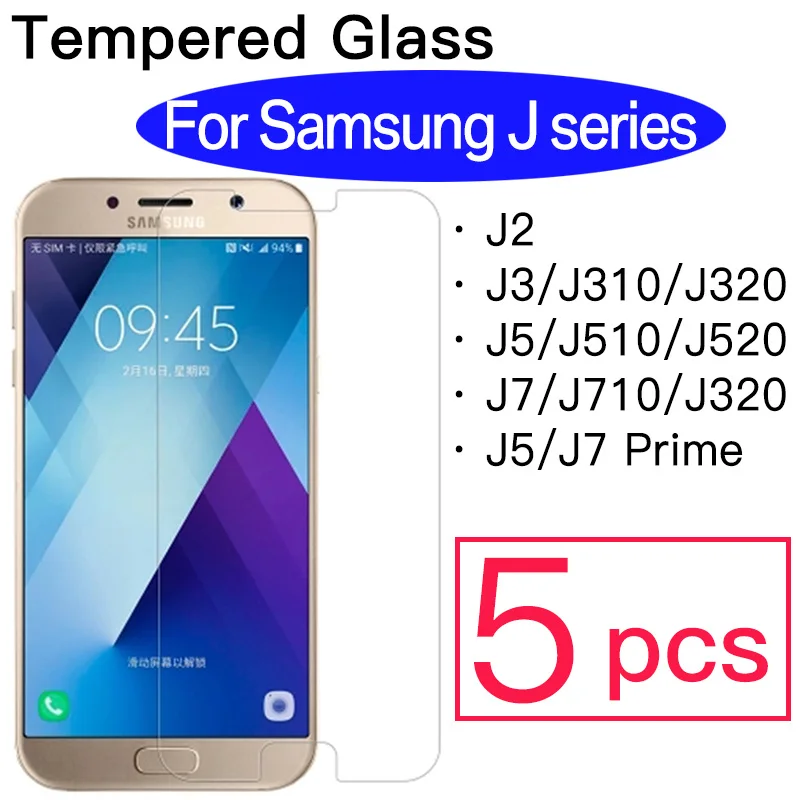 5 шт./лот для Samsung Galaxy J2 J3 J5 J7 2015 J510 J710 2016 J520 2017 Премьер на 7 закаленное Стекло 2.5D 9 H