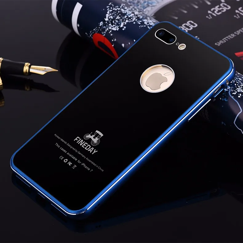 Роскошный Премиум алюминиевый металлический чехол для телефона s для iPhone 7 8/Plus,, твердость 9 H, закаленное стекло, задняя крышка, чехол, аксессуары