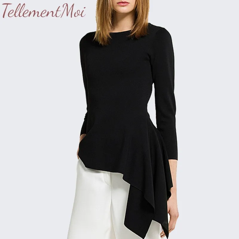 Two Piece Suit 2019 Women OL Long Sleeve O Neck Tops & Wide Legs Pants Outfits Office Lady Simple Elegant 2 Sets | Женская одежда
