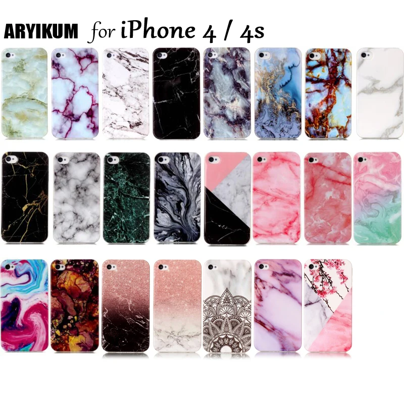 For Coque iPhone 4 4s Apple Case etui i Phone TPU Silicone Marble Black Back Cover iPhone4 iPhone4s Capas |