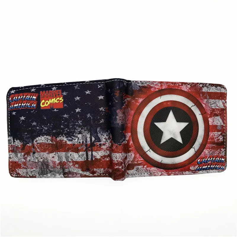 Captain America B Комиксы DC Marvel кошелек Халк/Железный человек/Тор/Капитан Америка/Супермен/летучая мышь человек/флэш/Человек-паук/Каратель кошельки с персонажами мультфильмов - Цвет: Captain America B