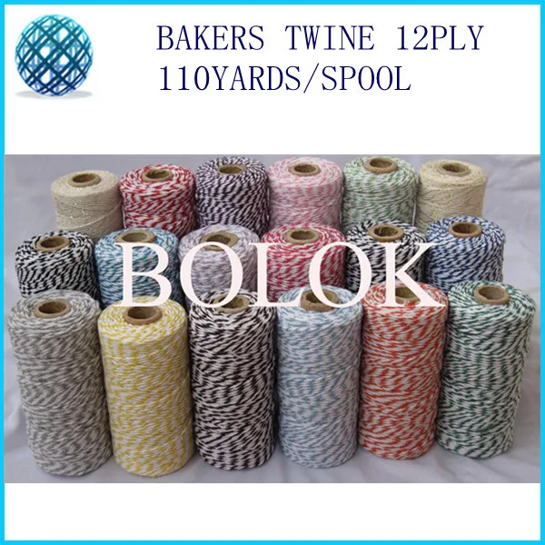 

7pcs/lot bakers twine,32 kinds color choose Cotton Baker twine cotton cords, cotton twine (110yards/spool) for gift packing
