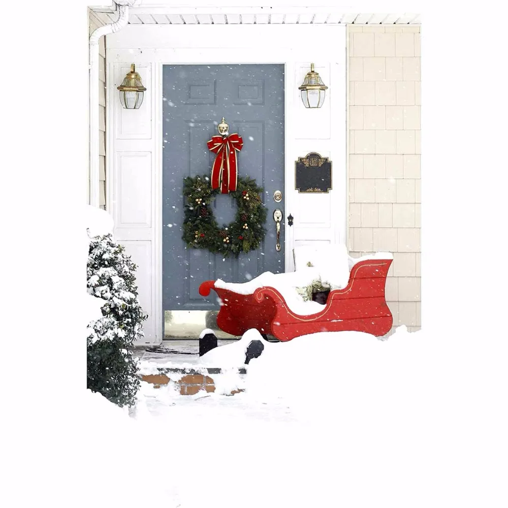 Фон для фотосъемки Allenjoy с изображением снегопада рождественской уличной сцены