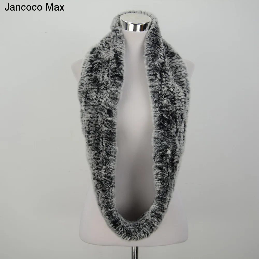 Jancoco Max Настоящий мех кролика длинные шарфы Высококачественная зимняя теплая шаль шейный платок S7097