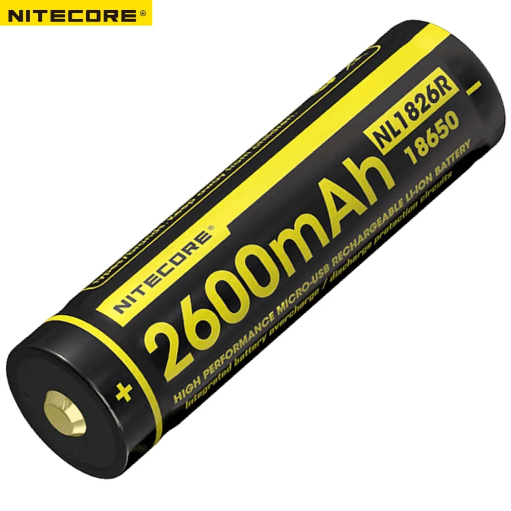 Nitecore NL1826R 2600 мАч 3 6 В Micro USB перезаряжаемый литий ионный аккумулятор 18650 с зарядным