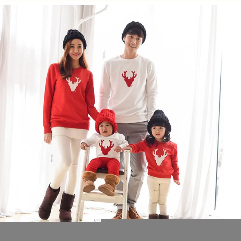 Футболка для всей семьи с рождественским оленем Одежда мамы и дочки папы ребенка