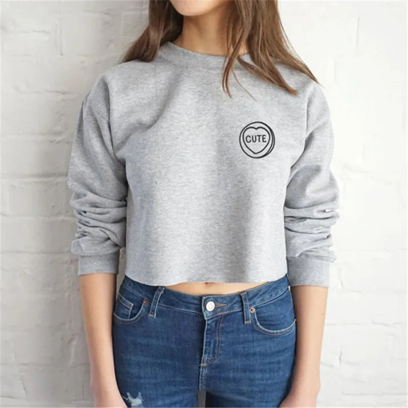 2017 осенние толстовки Харадзюку с длинным рукавом и круглым вырезом серого