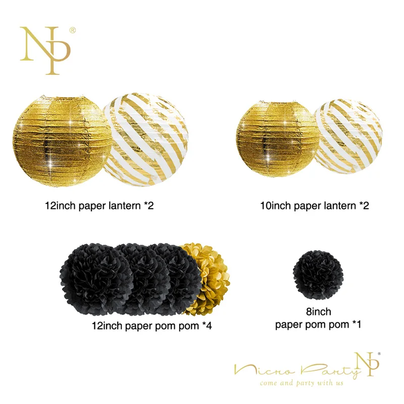 Nicro Graduation 2020 вечерние украшения 48 шт./компл. шары черные золотые салфетки Pom Poms