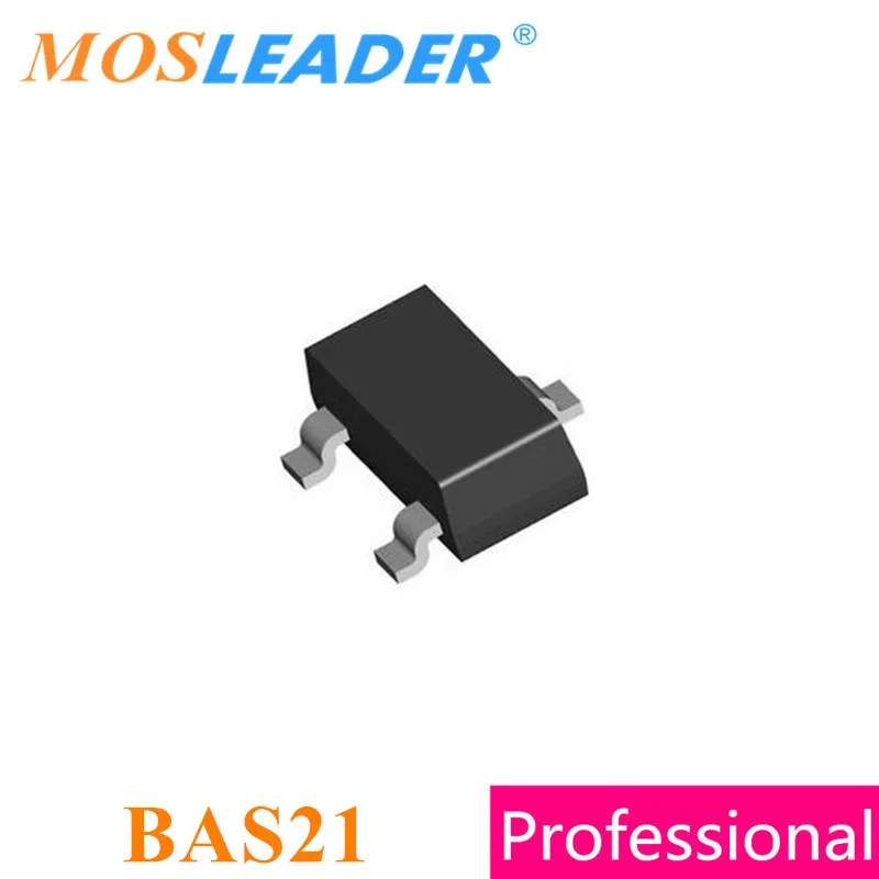 Mosleader BAS21 SOT23 3000 шт. BAS21LT1G BAS21LT1 250 в 75 в 200 мА 0,2 а, сделано в Китае, диод переключения высокого качества