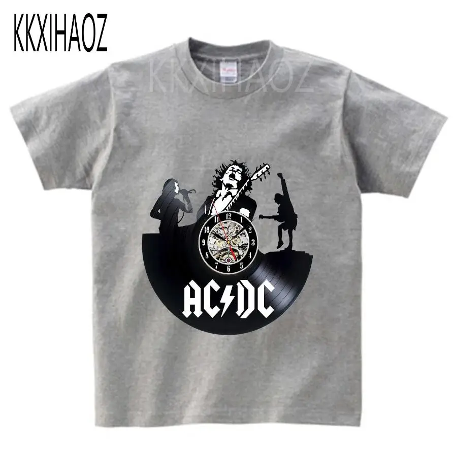 gray childreT-shirt Детские хлопковые AC/DC печатная Футболка ROCK BAND футболка летние acdc футболка детские однотонные брюки черного цвета для мальчиков топы для девочек короткий рукав Футболка s - Цвет: gray childreT-shirt