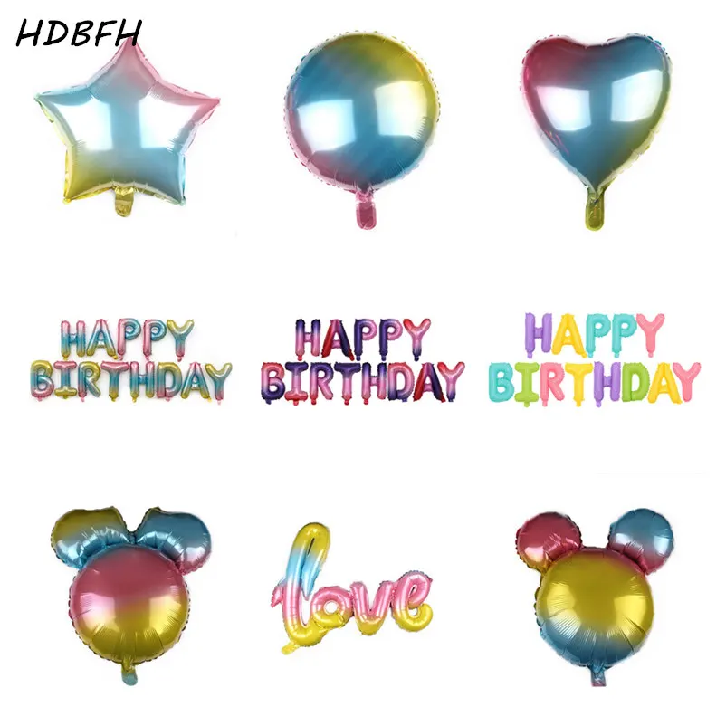 HDBFH Новый градиентный алюминиевый воздушный шар с Микки и Минни для дня рождения