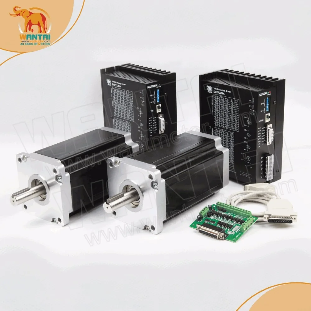 Дешевый ЧПУ! Wantai 3 оси Nema 42 Шаговый двигатель 110BYGH99 001 1700oz in + Драйвер DQ2722MA 220V 7.0A 300