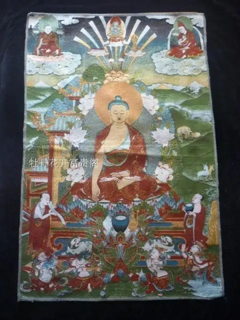 

Chinese Antique collection the Thangka embroidery buddha diagram