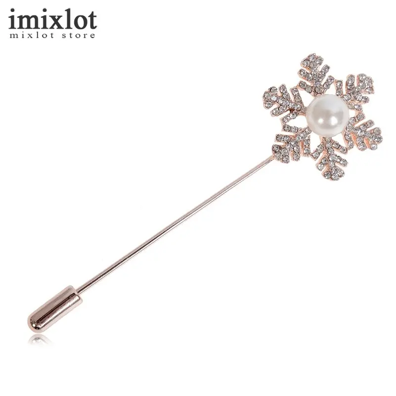 Imixlot имитация жемчуг Хрустальный цветок Брошь Pins Rhinestone Броши Для женщин мужской