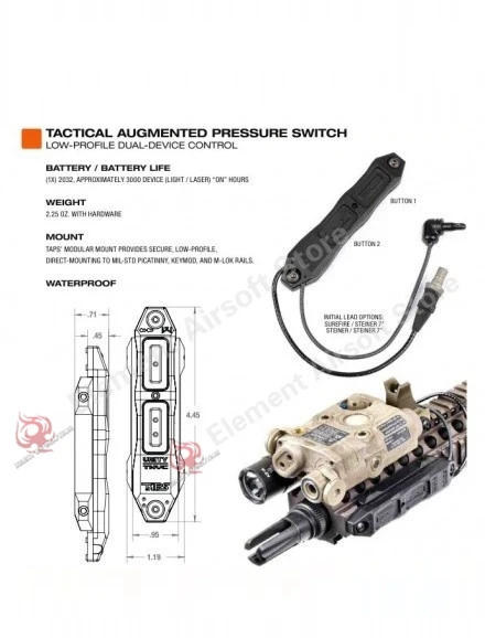 Element airsoft тактический переключатель дополненного давления двойной переключатель для PEQ-15 PEQ-16A peq страйкбол DBAL 2 NE04040