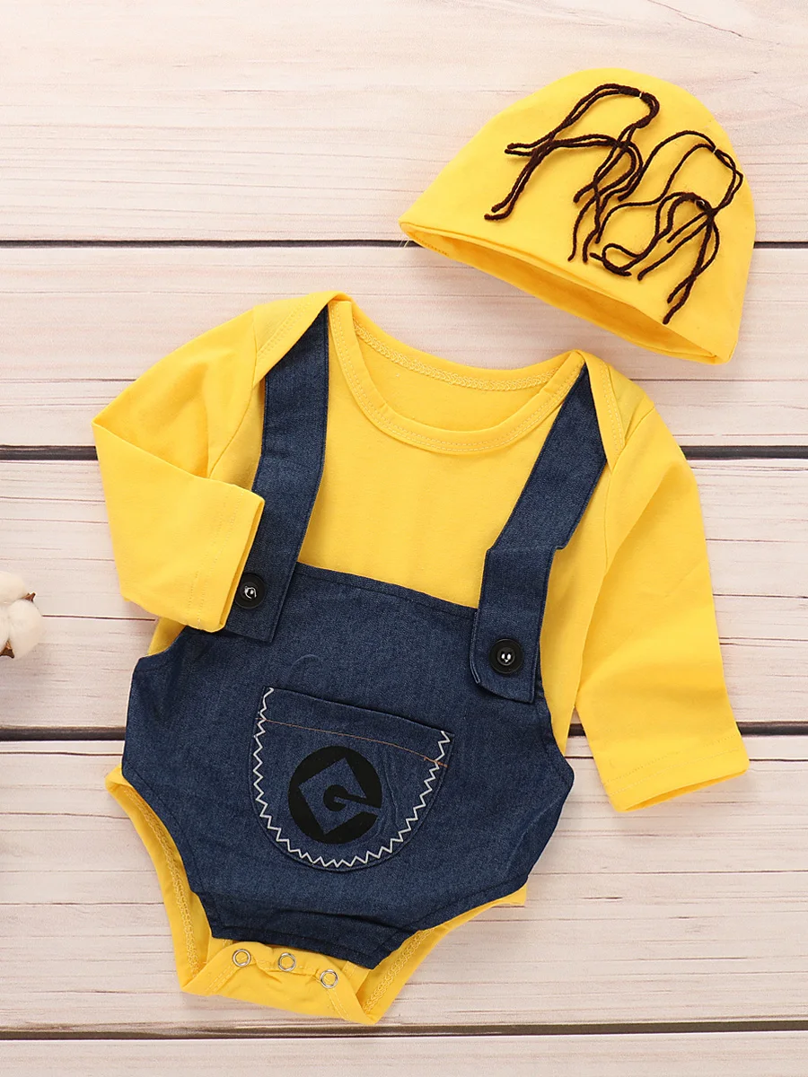 Костюмы миньонов для маленьких мальчиков и девочек унисекс повседневное длинное