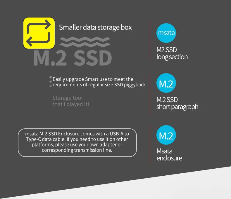 M.2 портативный жесткий диск ssd Чехлы Кабель с разъемом типа c usb 3,0 msata 2242/2260/2280 жесткий диск hdd алюминиевый корпус hdd внешний жесткий диск коробка