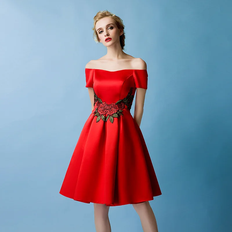 CEEWHY Short Sleeve Formal Dress Elegant Robe de Cocktail Longueur Genou Knee Length Dresses Summer Vestido Festa | Свадьбы и