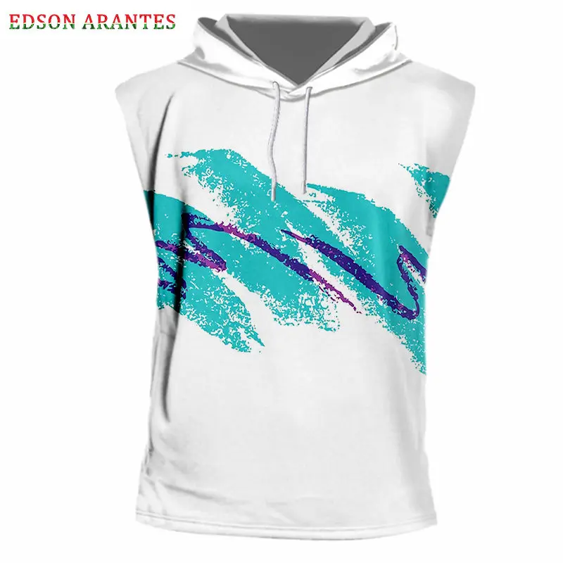 Винтажные летние мужские безрукавки с 3D принтом для тренажерных залов 90s