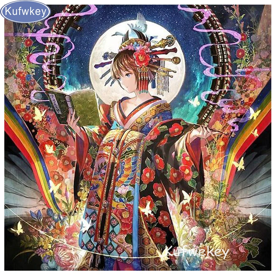 Алмазная 3d картина японская девушка книга для чтения вышивка крестиком с полными