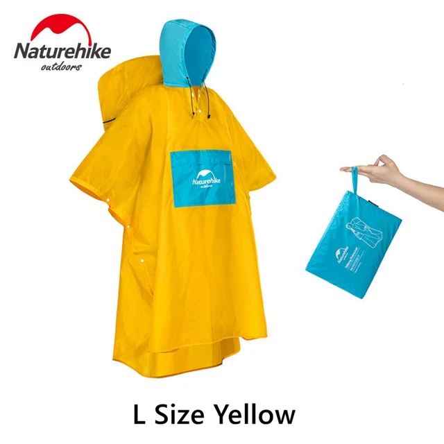 Yellow L Naturehike, новинка, 3 в 1, плащ, мини брезент и коврик, для кемпинга, пешего туризма, велоспорта, водонепроницаемое пончо, дождевик, куртка - Цвет: Yellow L