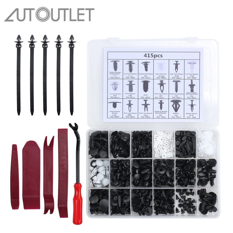 AUTOUTLET 430 шт. автомобильный фиксатор зажимы и пластиковые крепежи набор отделки