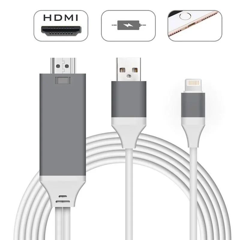 1 шт. 2 м USB 8 Pin к HDMI HDTV AV кабель адаптер для iPhone 7, 7plus 6 S 6 Plus 5s 5 зарядный кабель-адаптер 0,11