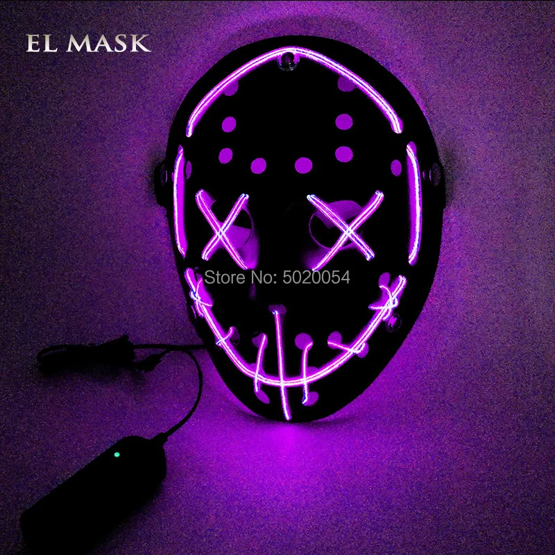 Design-B Purple Аниме Expro декоративная светодиодная светящаяся маска черная пантера Косплей EL маска для светящиеся вечерние на Хэллоуин день рождения - Цвет: Design-B Purple