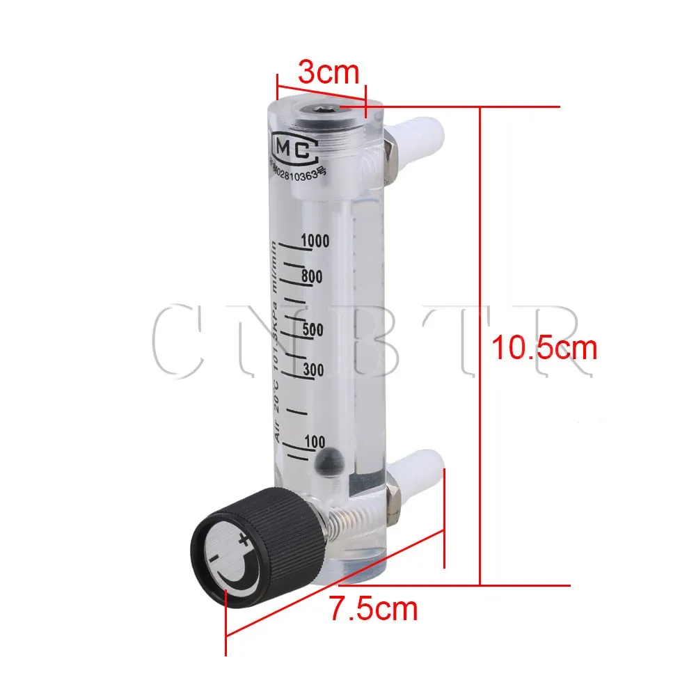 CNBTR 100-1000ml/min Air Oxygen Gas Flow Meter Flowmeter with Control Valve for Measuring Controlling | Инструменты