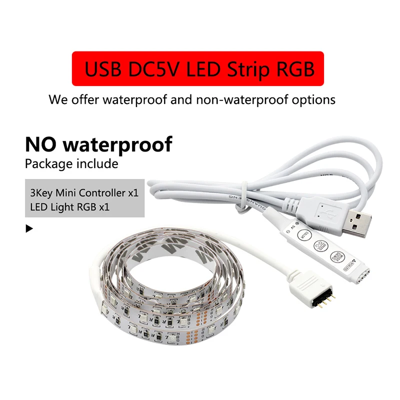 5 в USB светодиодные полосы света RGB съемный светодиодный ТВ фоновое освещение 1 м 2