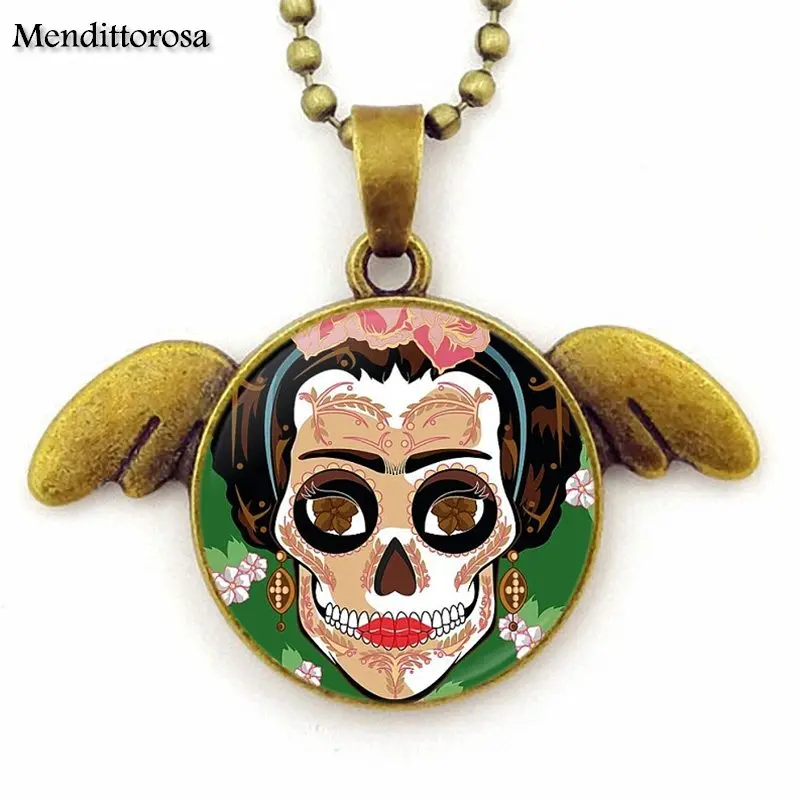 EJ Glaze Bronze Angel Wings Necklace Pendant Jewelry For Men Women Gift Miss Sugar Skull With Love | Украшения и аксессуары