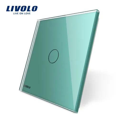 Green Livolo роскошные разноцветные свадебные туфли с отделкой жемчугом и прозрачными стразами в виде Стекло, только в том случае, Панель, с переключением между дальним и Стекло Панель для 1 Gang настенный сенсорный переключатель, C7-C1-17/8/9, без логотипа - Цвет: Green