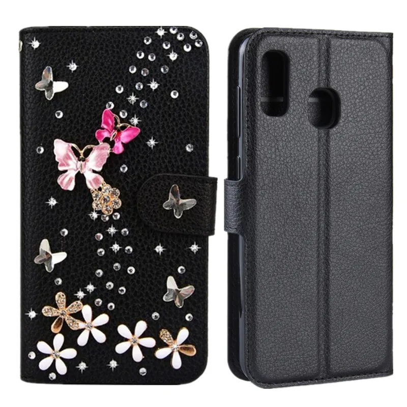 Для Samsung Galaxy A50 A70 A71 A51 флип чехол с бриллиантами и ремешком из натуральной кожи на