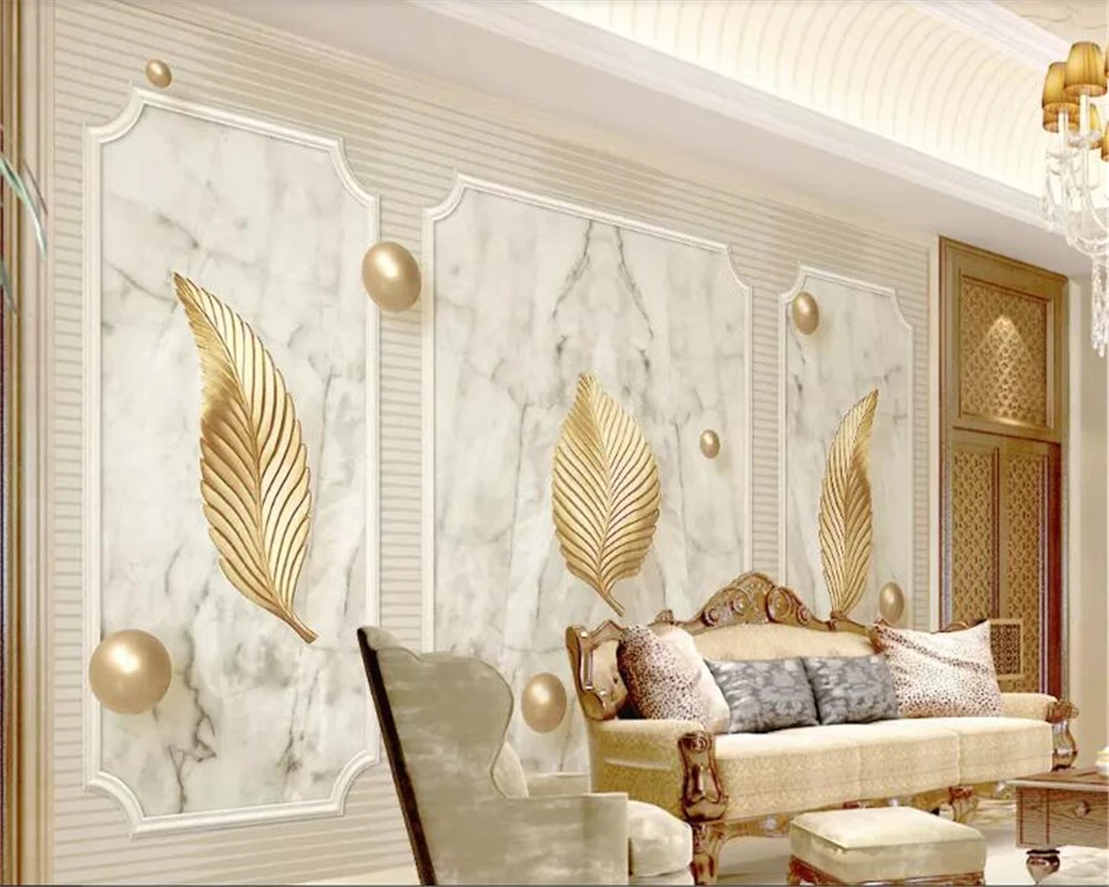 Beibehang behang пользовательские фото обои 3D модные золотые листья гостиная спальня ТВ