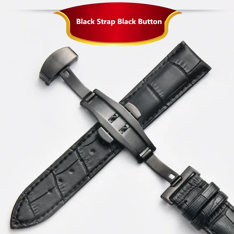 Ремешок из воловьей кожи ремешок нержавеющей стали застежка-бабочка 12 мм 14 18 20 м 22