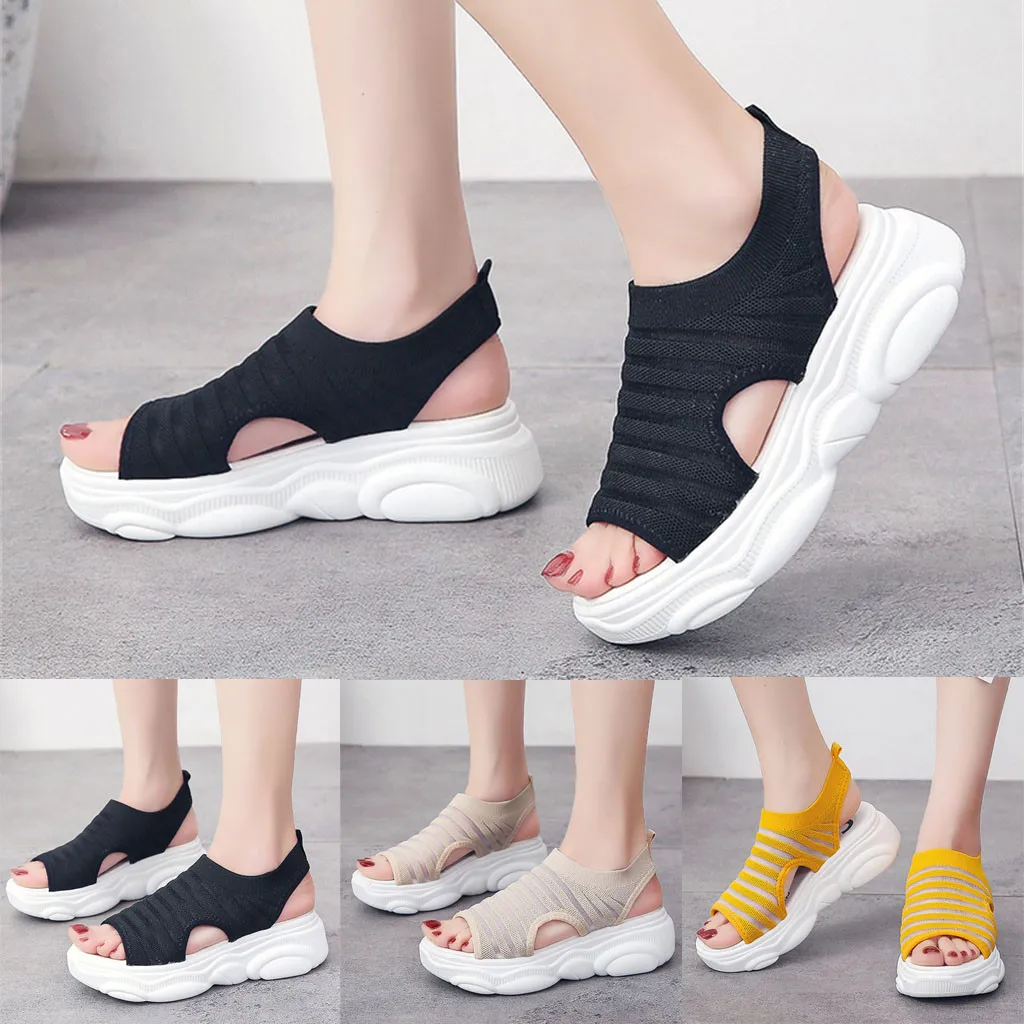 JAYCOSIN Women Sandals Summer New Female Shoes Wedge Comfortable Sandals Ladies Slip-on Sandals Breathable Sandalias 618W