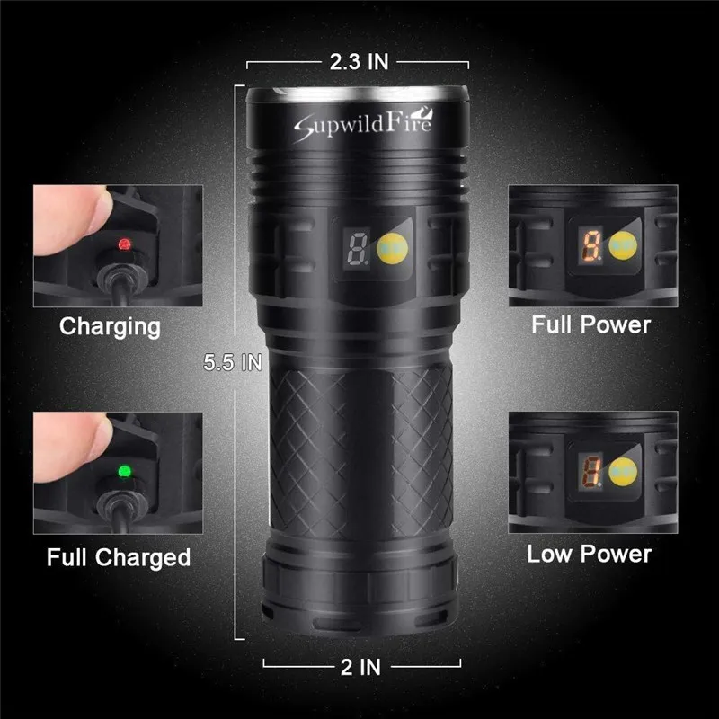 ISHOWTIENDA наиболее Мощность ful светодиодный фонарик 8x XM-L T6 светодиодный Мощность цифровой Дисплей охоты Flashligt батарея для охоты# g20