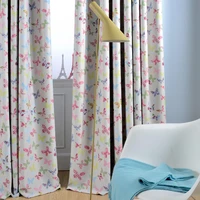 pink blue butterfly blackout curtains for children baby room colorful curtains for girls room window drapes for nursery