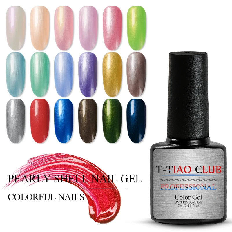 

T-TIAO CLUB 7ml Chameleon Shell Nail Gel Polish Shimmer Pearl Glitter Soak Off UV Gel Varnish Nail Art Manicure Lacquer