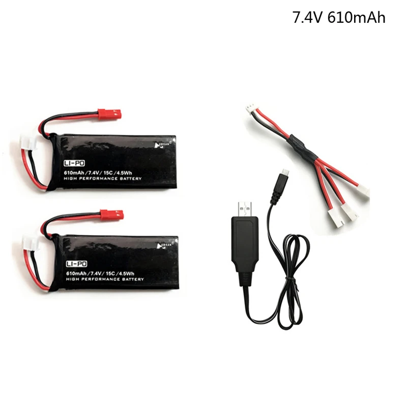 7,4 V 610mAh lipo батарея 15C 4.5WH батарея для Hubsan X4 H502S H502E H216A с зарядным устройством для радиоуправляемого квадрокоптера дрона части 7,4 V - Цвет: Белый