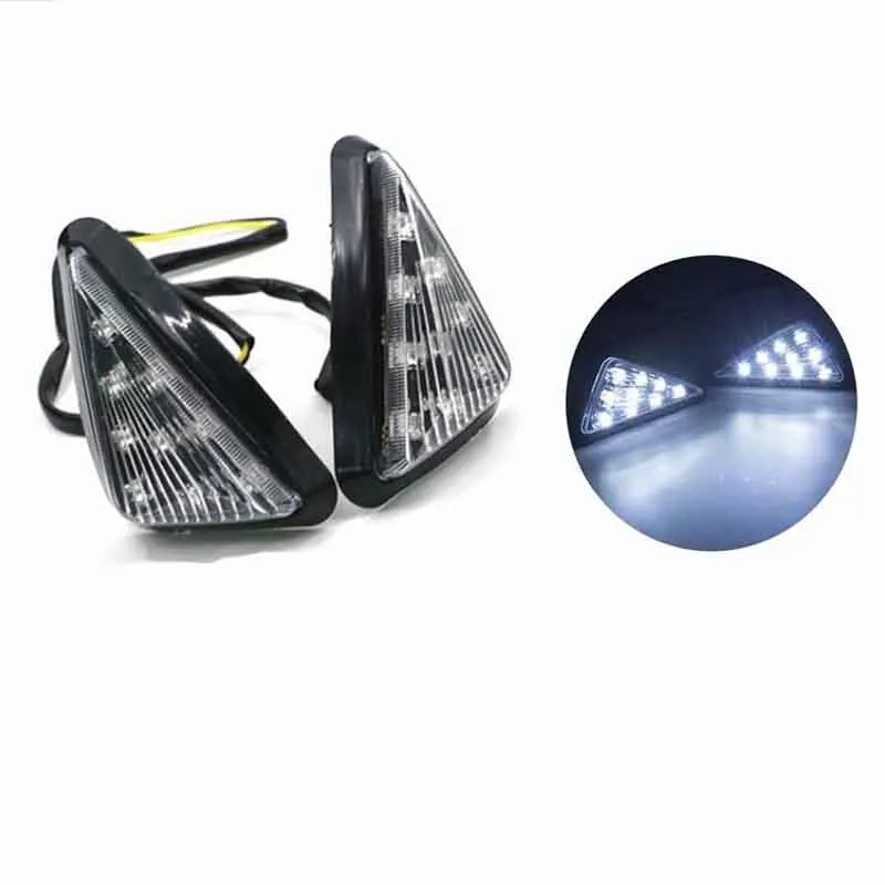 Triangle Flush LED Motorcycle Turn Signals Blinkers Indicator Lights 1 Pair (White) |
